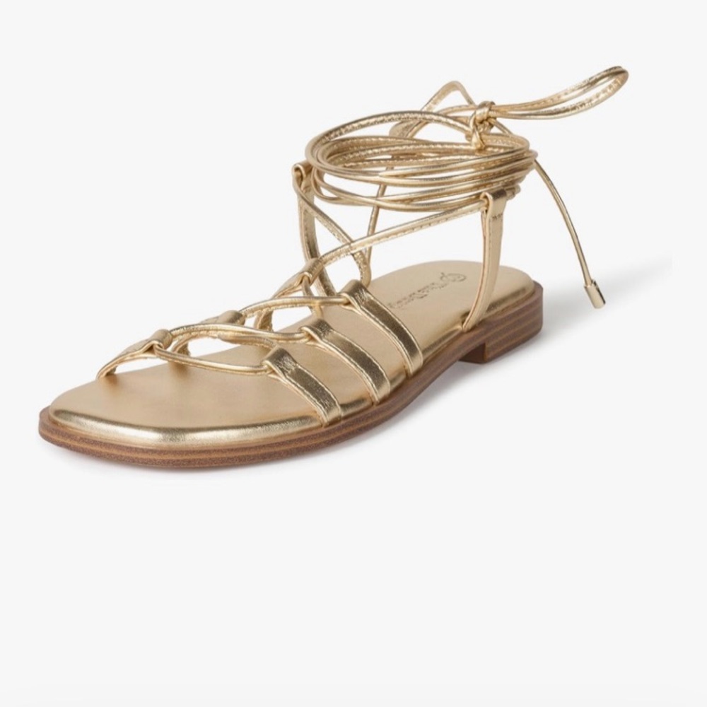 NWT The Drop haven lace up  Gladiator gold flat Sandal size 6.5